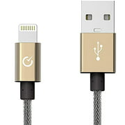 Câble Lightning Volts 10FT [Certifié MFi] Chargeur Lightning tressé en nylon avec étui en aluminium pour Apple iPhone 7/7 Plus / 6s / 6 Plus iPod iPad (3 mètres - Or)
