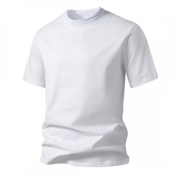 Playera Elvqul de Hombre Economicas Liso Blanco Cuello Redondo Manga Corta