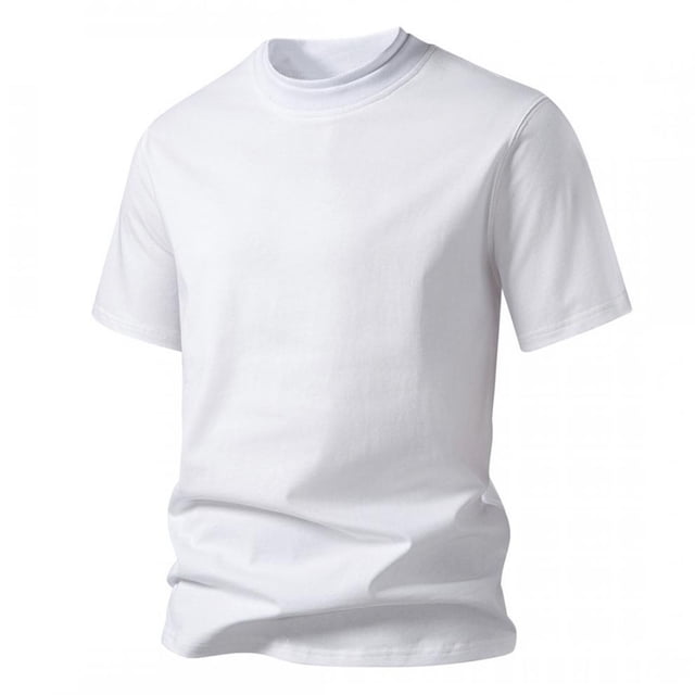 pstuiky Camisas de vestir de manga corta para hombre, Camiseta holgada de manga corta con cuello alto y color liso para hombre, talla grande camisas casuales para hombre m