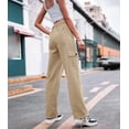 thumbnail image 3 of Women High Waisted Cargo Pants Wide Leg Casual Pants 6 Pockets Combat Military Trousers, 3 of 9