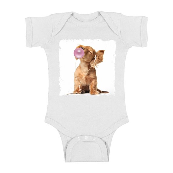 Awkward Styles Baby Dog Puppy Bodysuit Puppy Blowing Gum Baby Bodysuit Short Sleeve Cute Puppy Clothing Pink Mood Baby Boy Clothing Baby Girl Clothing Puppy One Piece Gifts for Baby Cute Bodysuit