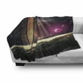 thumbnail image 3 of Galaxy Soft Flannel Fleece Blanket, Deep Space Planets over Nebula Dust Stars and Halo Ring Science Fiction Art, Cozy Plush for Indoor and Outdoor Use, 50" x 70", Dark Grey Magenta, by Ambesonne, 3 of 6