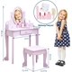 thumbnail image 2 of Purple madera niños vanity set con mirror y cajones - ideal princess makeup dressing mesa y stool playset para 4 - 9 year - old girls, great creative dress - up fun, birthday gifts, y room decor, 2 of 5