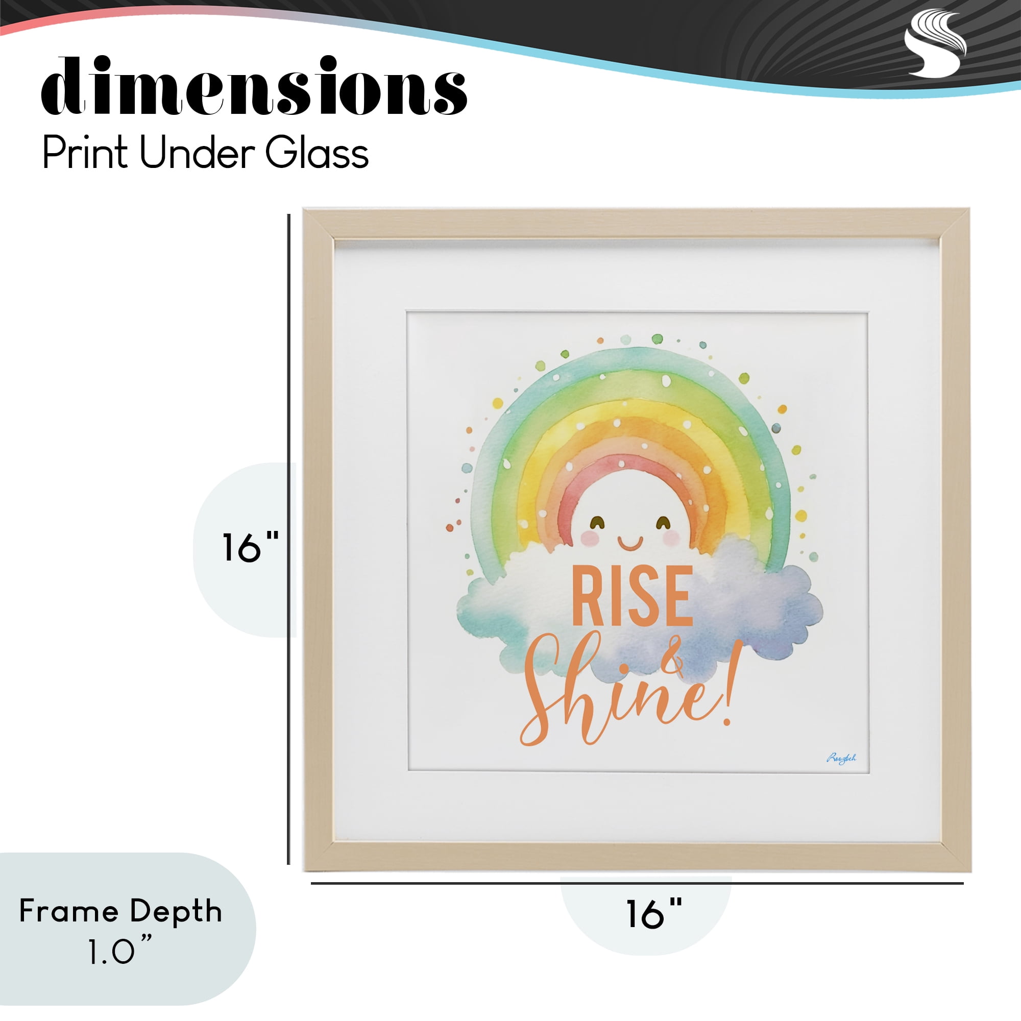 Stupell Industries Rise Shine Happy Rainbow Birch Framed Print Under Glass, design by Roozbeh
