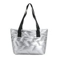 thumbnail image 1 of Bolso Hobo para mujer, bolso acolchado brillante de gran capacidad, bolso de invierno para niñas (plateado), 1 of 9