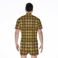 thumbnail image 2 of Brown And Tan Houndstooth Pattern Short Sleeve Men'S Rompers Casual Summer Jumpsuits Outfit, 2 of 4