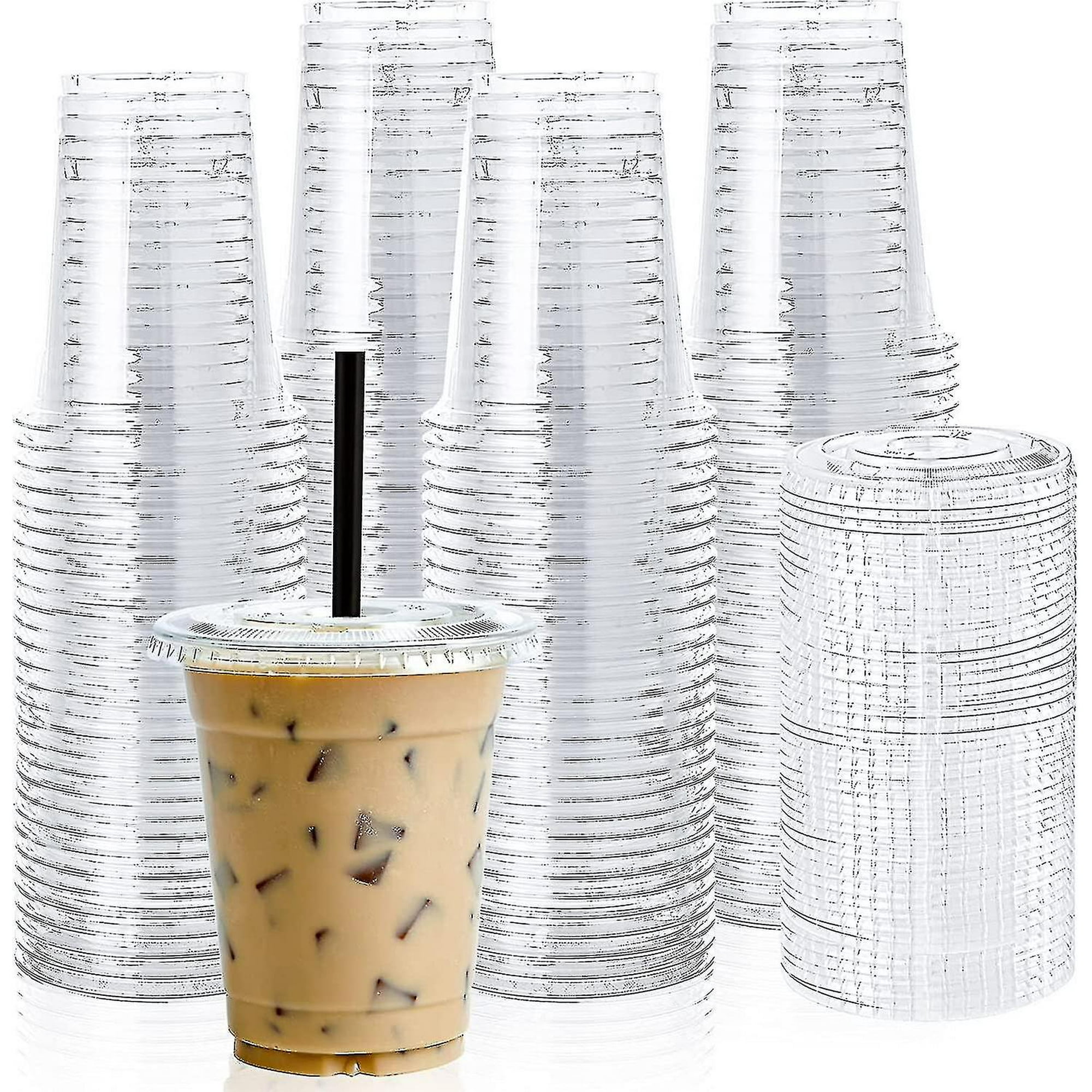 100 Sets] 12oz Clear Plastic Cups With Flat Lids, Disposable Drinking Cups, 12  Oz Plastic Cups For Ice Coffee, Smoothie, Slurpee, Or Any Cold Drinks -  Walmart.ca