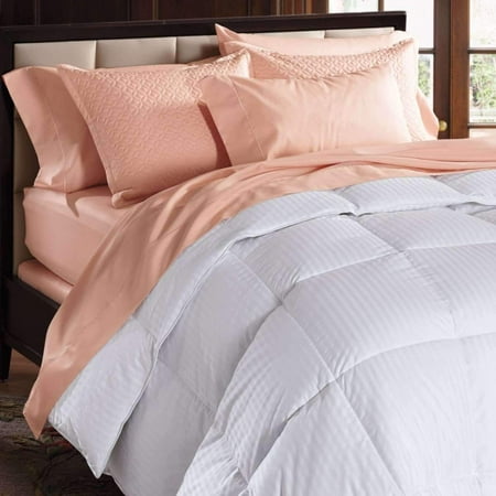 Isabella 600 Fill Power Damask Stripe White Goose Down Comforter