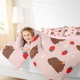 thumbnail image 4 of Castle Fairy Kawaii Capybara Bedding Comforter Set 2pcs for Kids Children,Cartoon Animal Twin Comforter Sets Microfiber,Red Strawberry Flowers Breathable Bedding Set,Super Cozy Room Decor,Reversible, 4 of 8