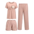 thumbnail image 2 of Avidlove Maternity Nursing Pajamas Set 3 Piece Short Sleeve Postpartum Breastfeeding Top Pregnancy Shorts and Long Pants, 2 of 6