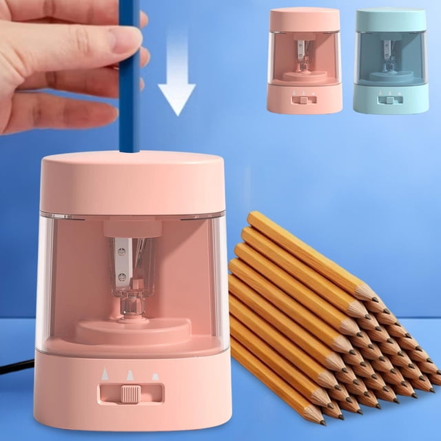 CQCYD 2Pcs Electric Pencil Sharpener, USB Automatic Pencil Sharpener, Dual Power Roller Cutter, Desktop Stationery Tool for Classroom Office and Art Drawing