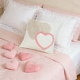 thumbnail image 5 of Leodye 1PCS Cream-style Velvet Pillow 3D Heart Embroidery Stylish Home Living Room Valentine’s Day Sofa Decor Cushion -17.72x17.72in, 5 of 6