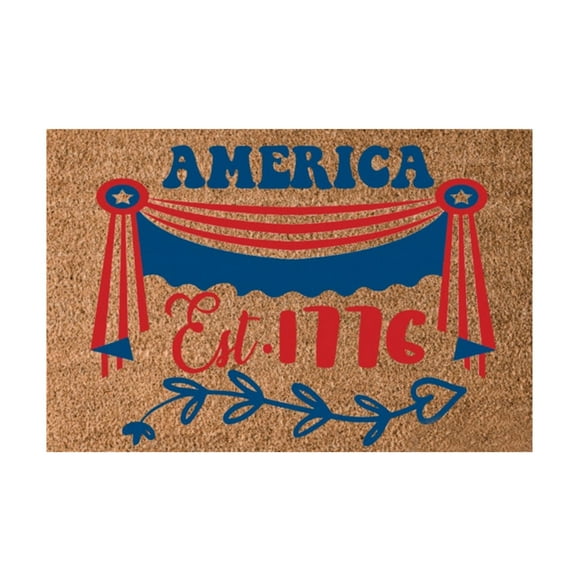 24x16IN Shoe Mats for Entryway Indoor , Coco Coir Mat Independence Day Red, White and Blue Decor Patriotic Memorial Day Door Mat Welcome Mat Funny Washable Low-Profile Inside Entry Doormats