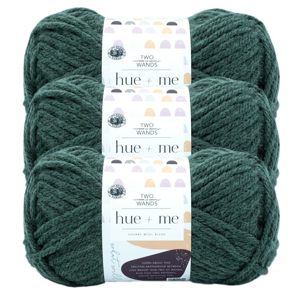 Lion Brand Yarn Two of Wands Hue & Me Juniper Wool Blend Bulky Acrylic