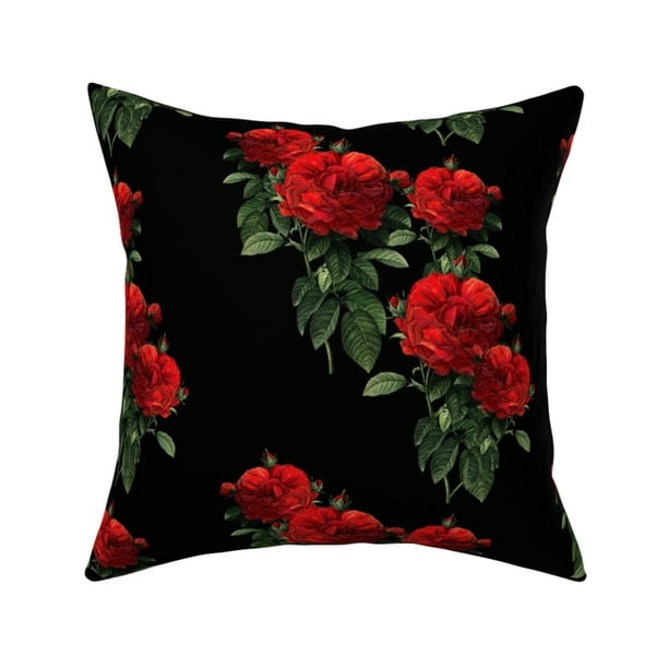 Roses Red Redoute Gothic Goth Throw Pillow Cover W Optional Insert By Roostery Walmart Com Walmart Com