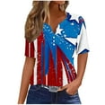 thumbnail image 2 of Red White and Blue T Shirts Red White and Blue T Shirt Women American Flag Womens Shirts Womens Red White and Blue Tops Womens Patriotic Tees Fashion Casual Printed Short Sleeves V-Neck Blouse, 2 of 5