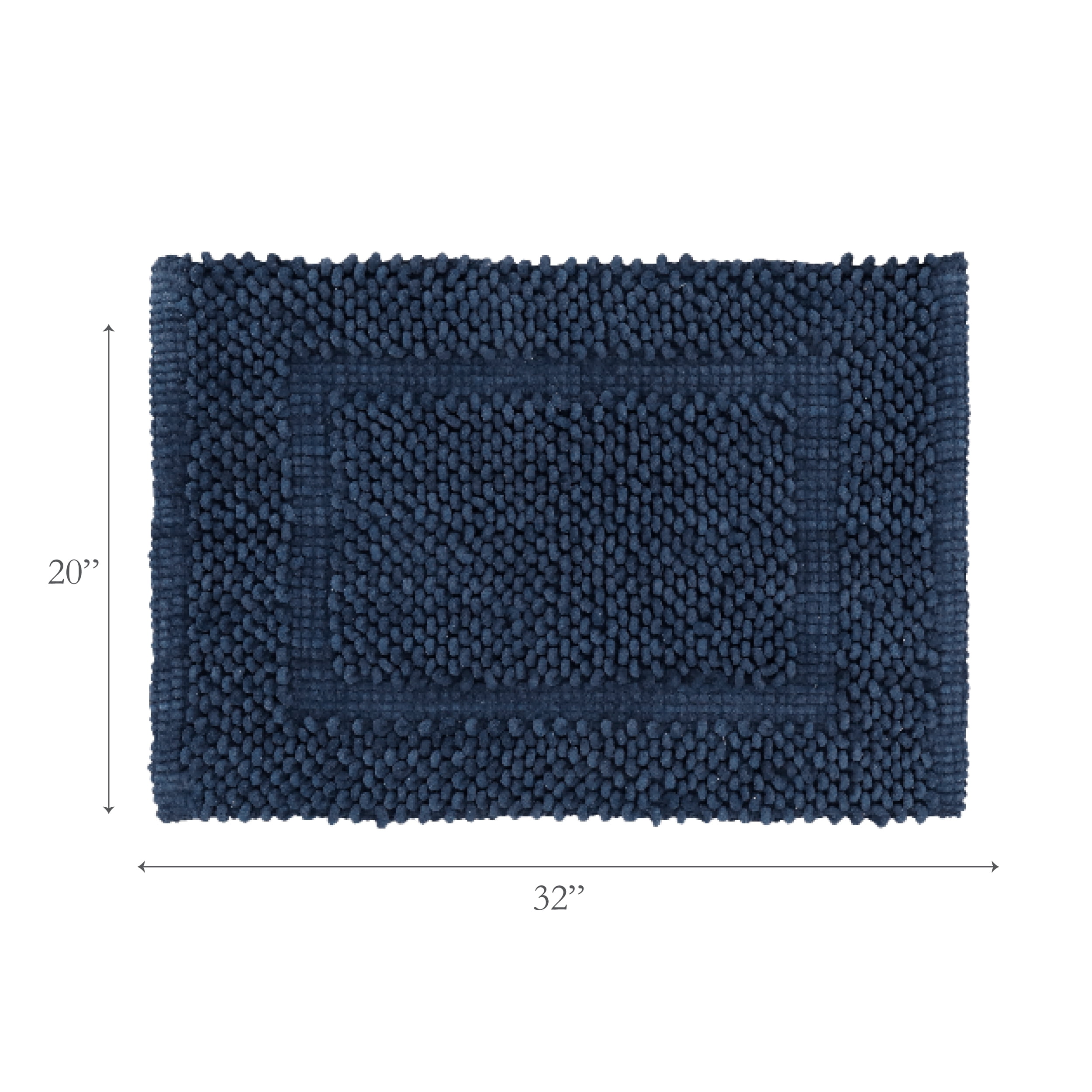 Jean Pierre New York Sophie Border 100% Cotton Bath Mat - Non-Slip Bath Rug - Midnight Navy - 20" x 32"