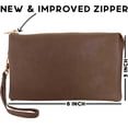 thumbnail image 5 of Humble Chic Clutch Purse Wristlets for Women - Taupe Vegan Leather Crossbody Large Wristlet, 5 of 10
