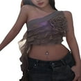 thumbnail image 4 of Women Crop Vest Tops Sleeveless Off Shoulder Ruffle Party Summer Spring Shirt, 4 of 5