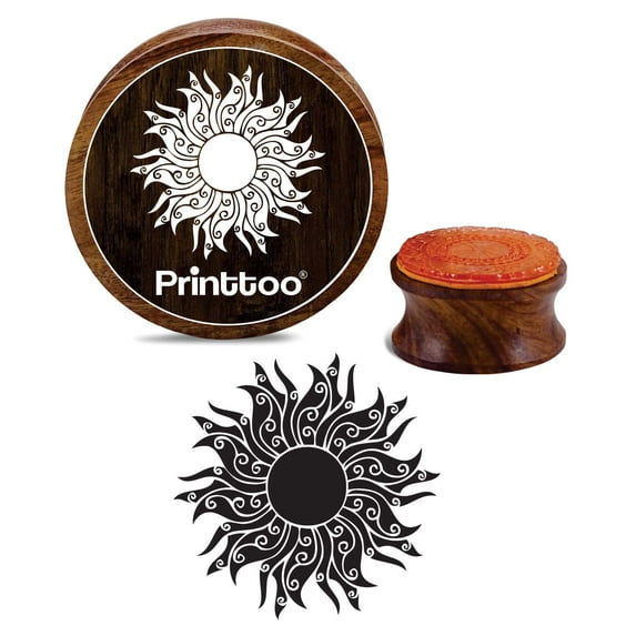 Printtoo Round Floral Mandala Pattern Scrap-booking Wooden Rubber Stamp Card Making Stamps-5 Inch
