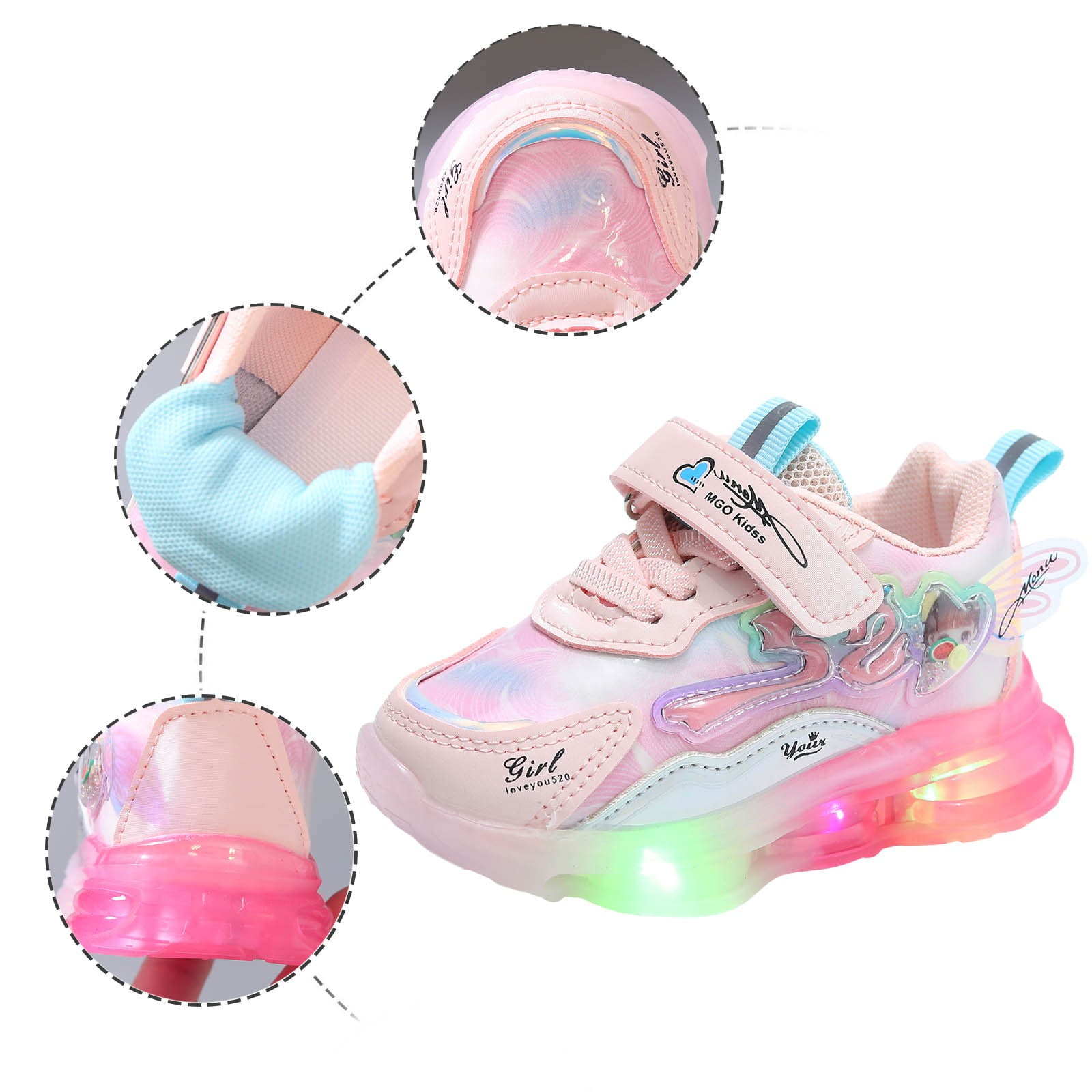 Baby Shoes Led Light Up Shoes Walking Shoes Casual Shoes Girls' Sneakers,Size 3 Years-3.5 Years