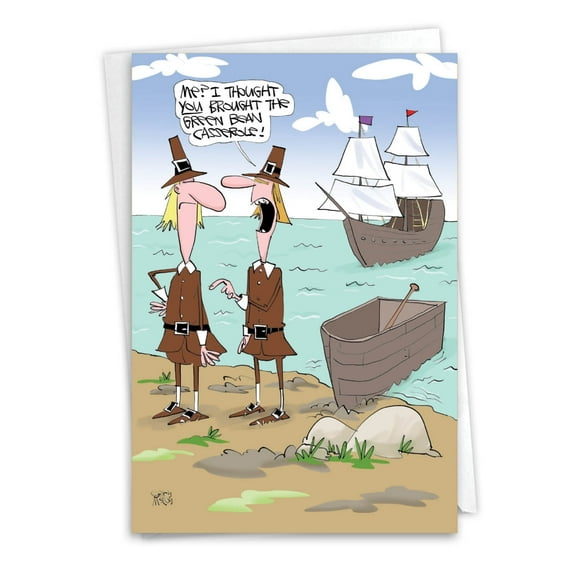 NobleWorks Funny Thanksgiving Greeting Card with 5 x 7 Inch Envelope (1 Card) Green Bean Casserole C7640TGG