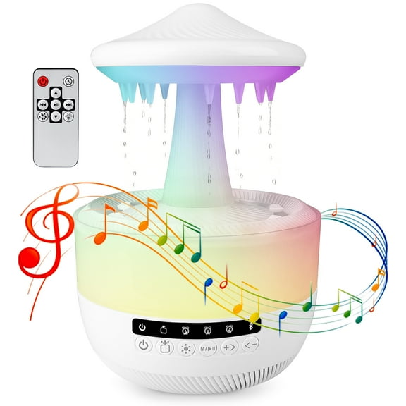 Humidifier for Bedroom,HopePow 12Hrs Cool Mist Top-Fill Ultrasonic Humidifiers with Night Light and Bluetooth Speaker Rain Cloud Humidifier Water Drip Diffuser Ultra Quiet Humidifier for Home,Room