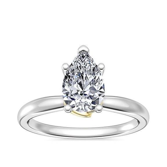 1.00 Ct Unique VS1/F-G Pear Cut Natural Diamond Solitaire Ring for Engagement and Anniversary Solid 14K White Gold Size 7