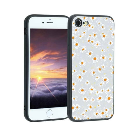 Compatible with iPhone 7 Phone Case, Daisies-Floral-2 Case Silicone Protective for Teen Girl Boy Case for iPhone 7