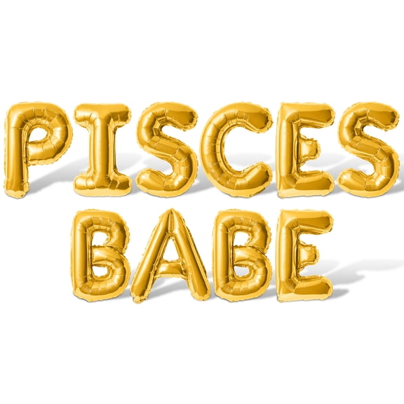 Letter Balloons - PISCES BABE 16" Inch Alphabet Letters Foil Mylar Balloon Pisces Birthday Party Banner (Gold)