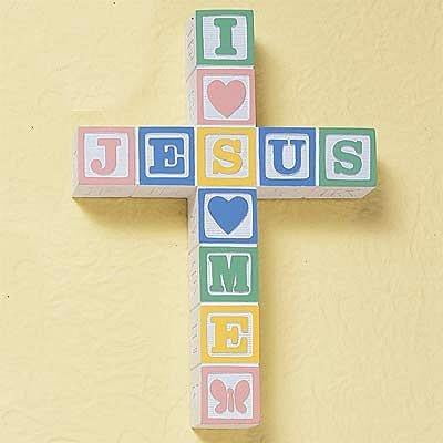 Abbey Press - Abbey Press I Love Jesus ABC Block Cross - Pastel Colors - Inspiration 72115-ABBEY
