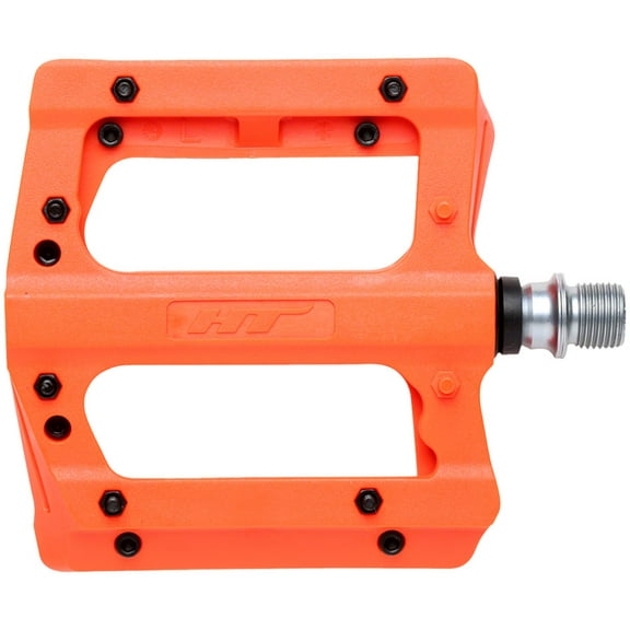 HT PA12A Platform Pedals 9/16" Nylon Reinforced Body 12 Adjustable Pins Orange