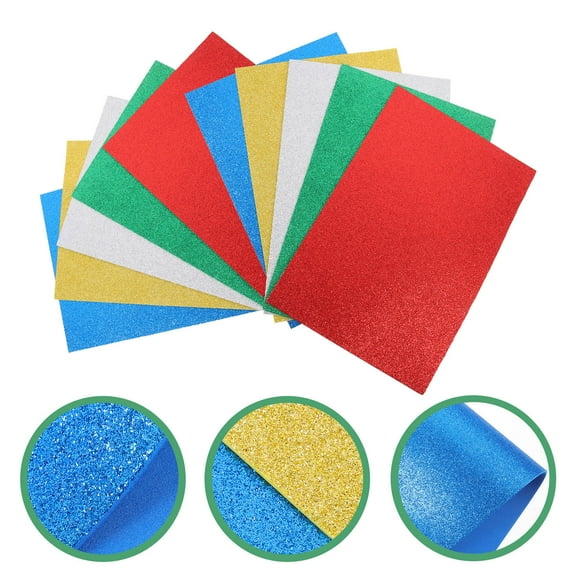 DEEPCRAFF 10Pcs Glitter Origami Paper Glitter Sponge Paper Assorted Color For Diy Crafts And Artistic Projects