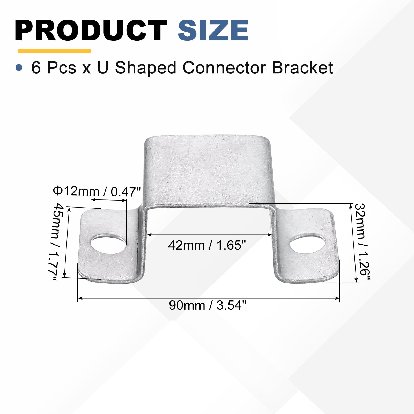 Uxcell 6 Pack 42x32 mm U Shaped Connector Bracket, Square Tube Strap Clamp Galvanized Steel Pipe Clamp Wood Deck Fence Post Tie for Water Pipes Stairs Railing Installation, Silver