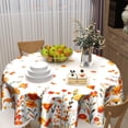 thumbnail image 2 of Fallen Leaf and Flowers Tablecloth Thanksgiving Round Tablecloth 60 Inch Orange Flower Table Cloth for Farmhouse Kitchen Decor Polyester Fabric Autumn Table Cover for Party Outdoor Camping, 2 of 6