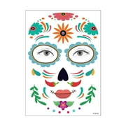 Temporary Face Makeup Stickers Day Of The Dead Sugar Flower Black Internet Red Rose Full Face Stickers Home Party Supplies