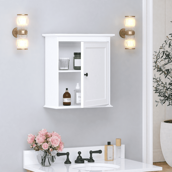STAROUS Bathroom Wall Cabinet, Wall Mounted Storage Cabinet, Medicine Cabinet Organizer for Bathroom, Kitchen, Living Room, White