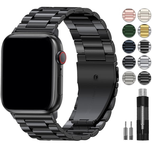 ASLL Metal Band Compatible with Apple Watch Band 49mm 46mm 45mm 44mm 42mm Men & Women, Business Stainless Steel Strap for iWatch Bands Ultra 2, SE, Ultra Series 1-9,Blcak