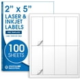 thumbnail image 1 of duomi-2" X 5" Matte White Shipping Labels Compatible with Inkjet and Laser Printers - 100 Sheets, 800 Printable Paper Stickers for Mailing, Packages, Addresses -, 1 of 4