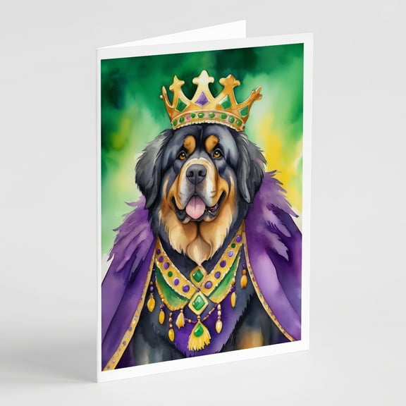 Tibetan Mastiff King of Mardi Gras Greeting Cards Pack of 8 7 in x 5 in