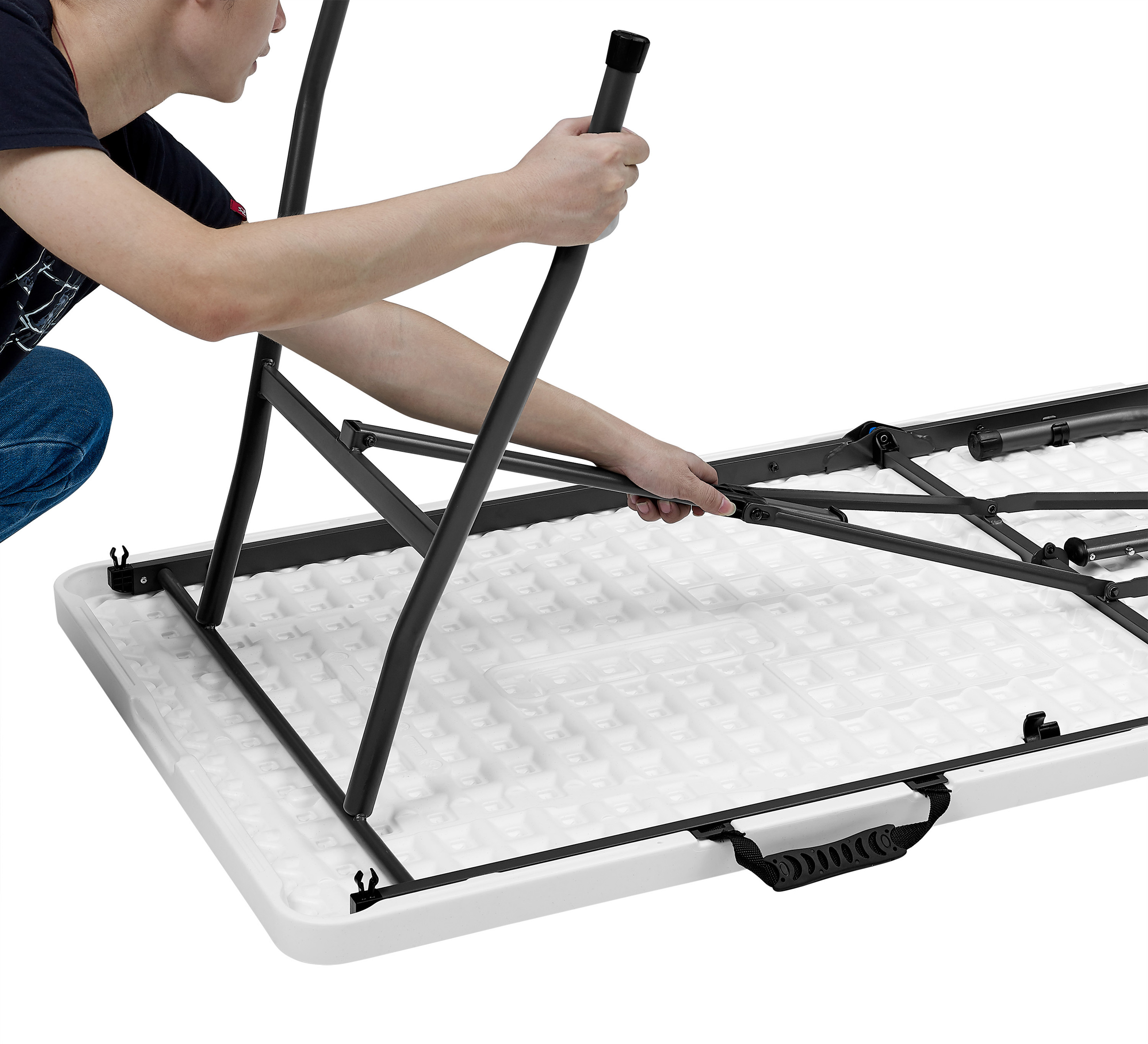 Mainstays 6 ft Rectangle Fold-in-Half Folding Table, White photo 8