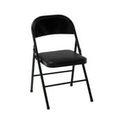 Mainstays Deluxe Vinyl Padded Seat and Metal Back Folding Chair, Double Braced, Black