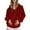 Brick Red, variant on Women's Casual Solid Color Pullover Hoodies Raglan Sleeve Lightweight Warm Hooded Jacket Blue M