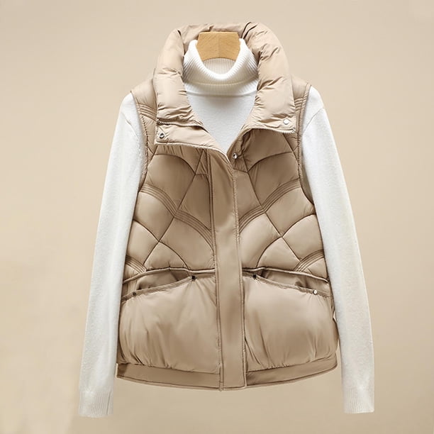 Abrigo informal sin mangas y sin capucha, 10 colores, para mujer, cálido, de invierno, acolchado