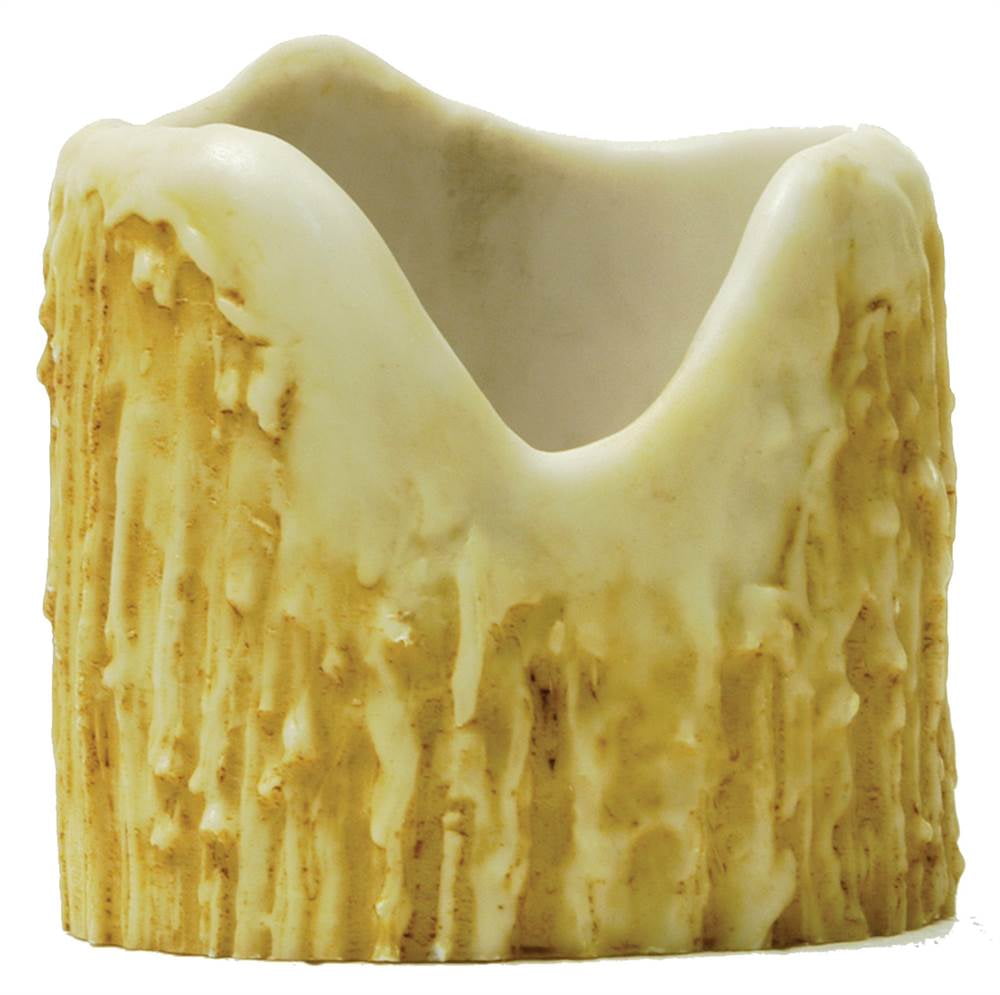 4"W X 4"H Poly Resin Ivory Uneven Top Candle Cover