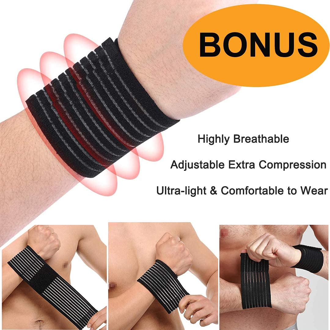Sinvic Ankle Brace for Men Women, Adjustable Breathable Stabilizer for Sprain Injury And Athletic Sports 2 Bonus Wrist Wraps  Included