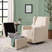 Carter's by DaVinci Adrian Swivel Glider with Storage Ottoman in Ivory Boucle