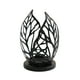 thumbnail image 2 of Candelabro de metal | Candelero de hojas huecas | Portavelas de hierro decorativo para bodas, salas de estar y hogar | Acabado dorado y negro | Centro de mesa romántico, 2 of 6