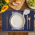 thumbnail image 4 of Navy Blue American Flag Placemats Set of 4, Abstract Red Hockey Stripes Us Flag Placemats for Dining Table, Place Mats for Kitchen Tabletop, Waterproof Wipeable Dining Table Mats Set, 4 of 9