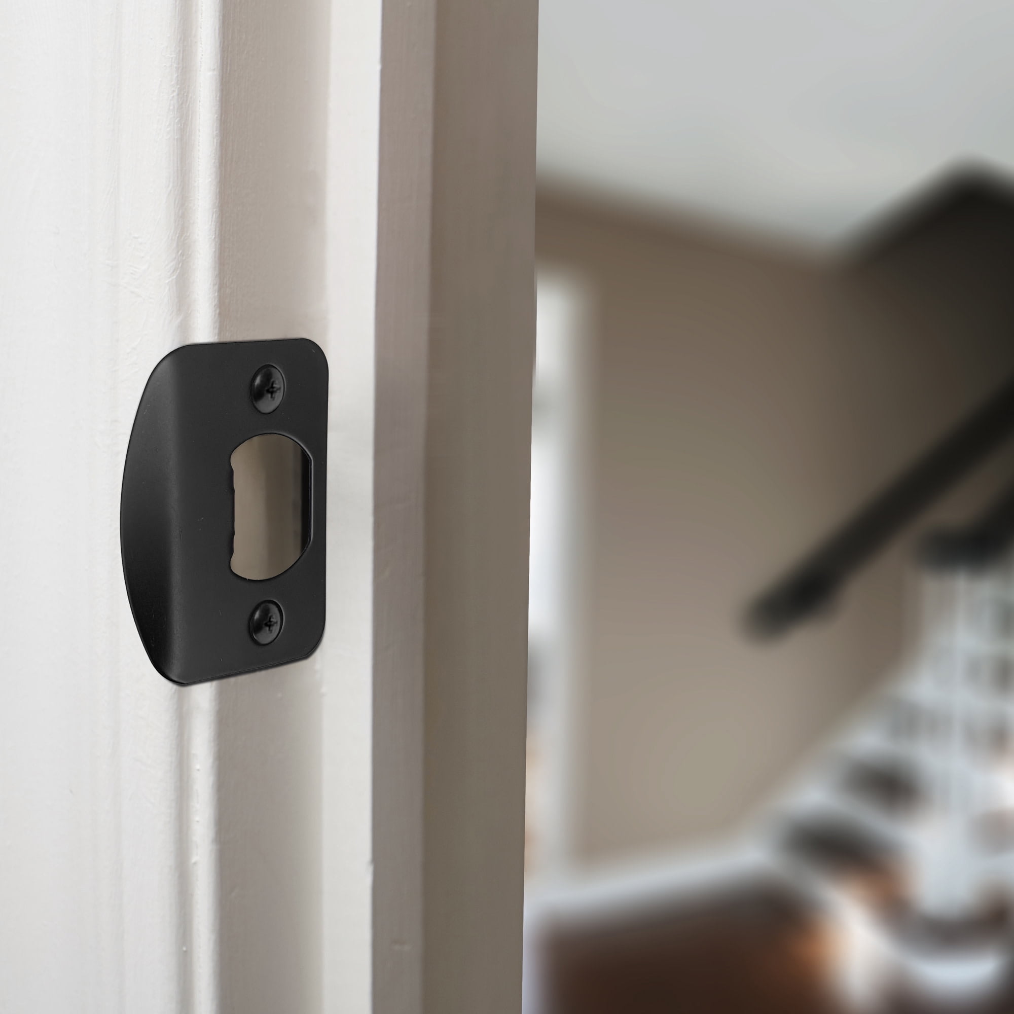 Design House Matte Black Finish Full Lip Round Corner Strike Plate